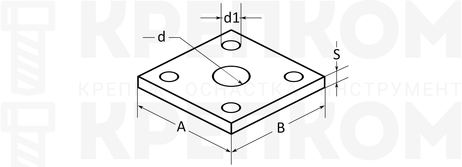 Схема размеров опорной площадки без резьбы