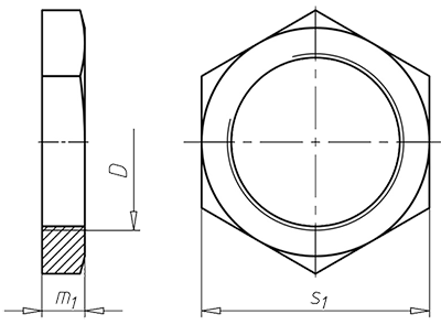 Гайка трубная дюймовая DIN 431 - схема