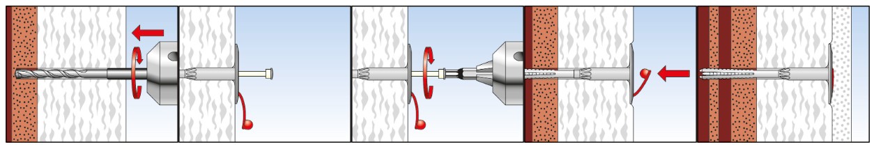 Тарельчатый дюбель fischer для теплоизоляции - монтаж