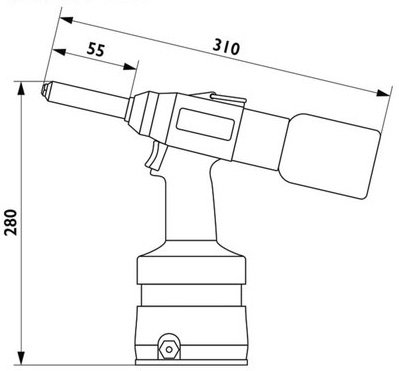 Заклепочник пневмогидравлический для вытяжных заклепок Fasty PP-3000 3 - 6,4 мм (02FPP3000)-схема