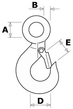 Крюк с кольцом и предохранителем DIN 689 - чертеж