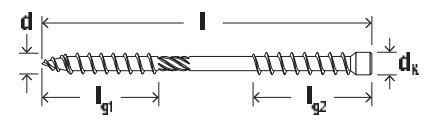 Конструктивный саморез Fischer с двойной резьбой FIF-ZT ZPF - схема, чертеж