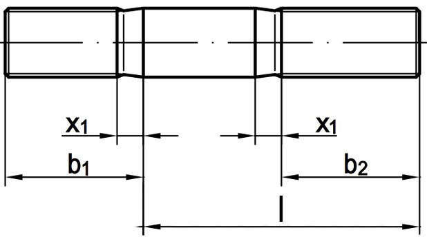Шпилька резьбовая с ввинчиваемым концом ~ 2d DIN 835 схема, чертеж