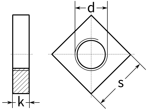 Гайка квадратная DIN 562 - схема