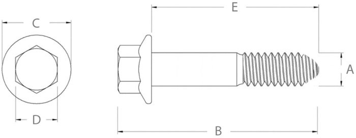 Болт шестигранный М12х1,25х116 мм с фланцем SN-10157 - схема, чертеж