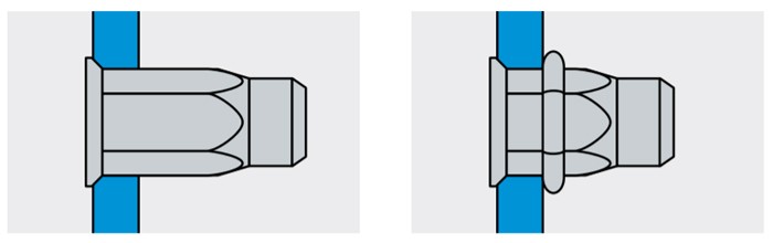 Резьбовая заклепка с уменьшенным бортиком, шестигранная ½ - установка