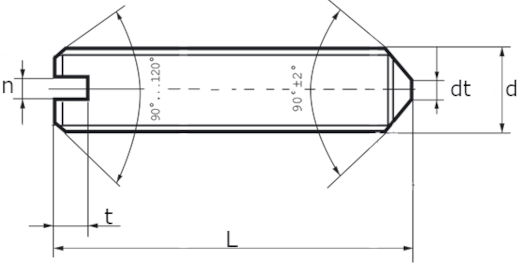 Винт установочный с коническим концом DIN 553 (ISO 7434)-схема