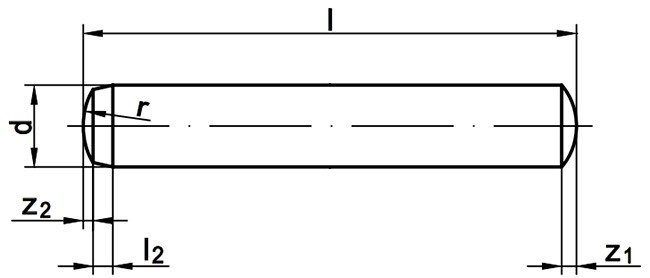 Штифт цилиндрический DIN 6325 - чертеж, схема