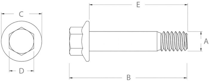 Болт шестигранный М12х1,25х105 мм с фланцем SN-10187 - схема, чертеж