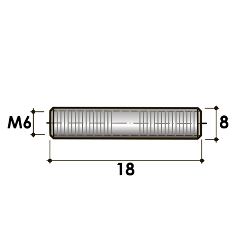Цилиндр с внутренней резьбой М6х18 - размеры