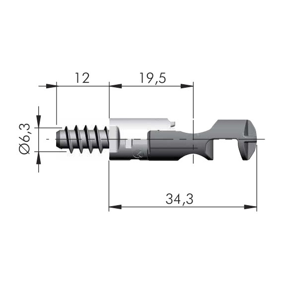 Стяжка винтовая J12 евровинт 12 мм, для плиты 18 мм, TARGETJ12/P18/EURO12 - размеры