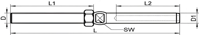 Наконечник для обжима на трос с левой резьбой 8467 - чертеж, схема