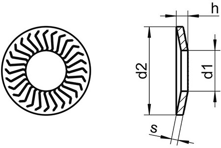 Шайба контактная рифленая с зубцами 88124 form M - схема