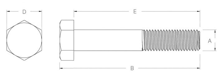 Болт шестигранный М8х1,25х30 мм с шайбами SN-10164 - схема, чертеж