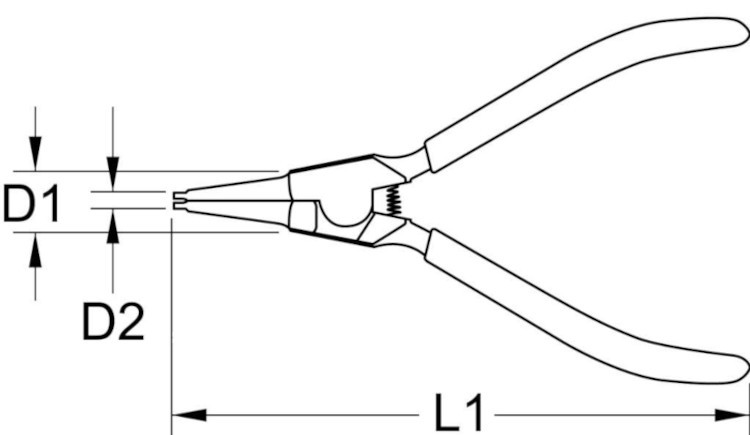 Щипцы для стопорных колец (внешних) 216 мм, прямой разжим Jonnesway P9508B-схема