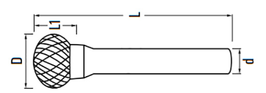 Борфреза твердосплавная форма D - схема