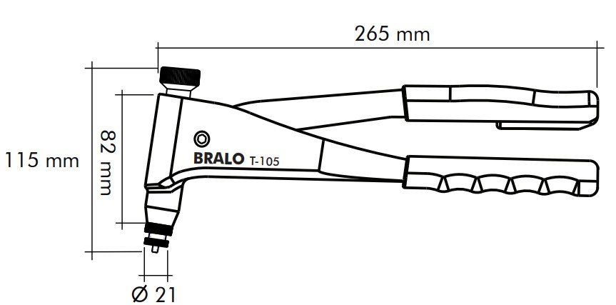 Заклепочник ручной для заклепок с внутренней резьбой BRALO T-105-схема
