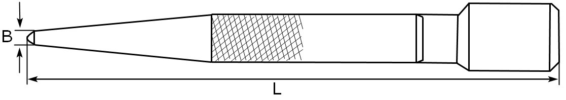 Схема размеров кернера с увеличенным хвостовиком