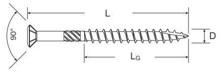 Саморез для террасной доски Fischer FTS-ST A2P - схема, чертеж