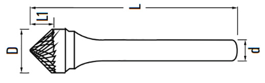 Борфреза твердосплавная форма K - схема