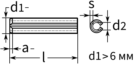 DIN 1481 штифт пружинный цилиндрический разрезной - чертеж