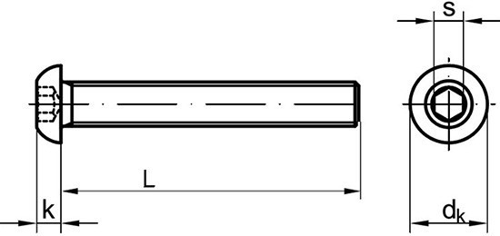 Дюймовый винт UNF с полукруглой головкой с внутренним шестигранником (аналог DIN 7380) 