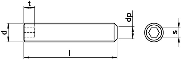 Винт установочный DIN 913 с плоским концом - чертеж
