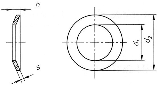 Схема пружины тарельчатой DIN 2093