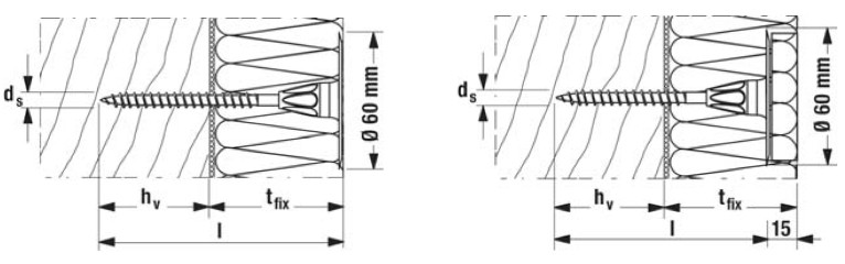 Прижимная шайба с шурупом Fischer TERMOFIX 6H-NT - схема, чертеж