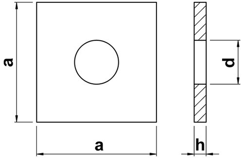 Шайба квадратная DIN 436 - схема, чертеж