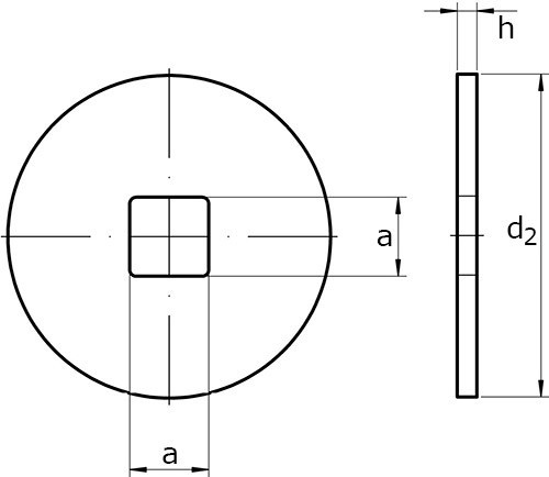 Увеличенная шайба с квадратным отверстием DIN 440 V - чертеж, схема
