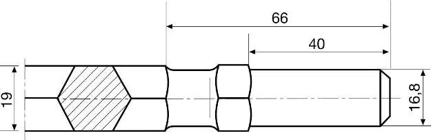 Шестигранный хвостовик зубила для электрического отбойного молотка, диаметр 16,8 - схема, чертеж