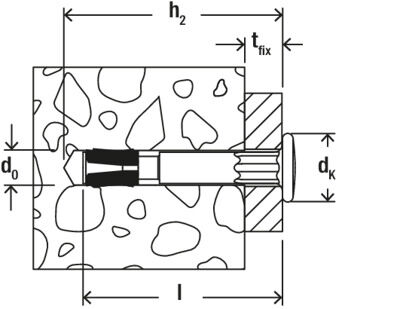 Анкер гвоздевой fischer FNA II - схема, чертеж