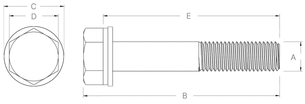 Болт шестигранный М10х1,25х60 мм с шайбами SN-10132 - схема, чертеж