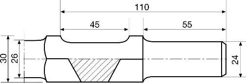Шестигранный хвостовик зубила для электрического отбойного молотка - схема, чертеж