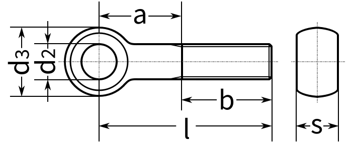 Болт с ушком DIN 444 (тип B) - чертеж
