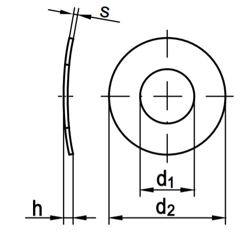 Шайба пружинная изогнутая волнистая DIN 137 форма А схема