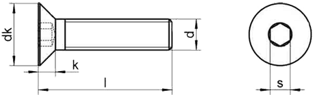 Винт с потайной головкой и внутренним шестигранником ISO 10642, высокопрочный, класс 10.9