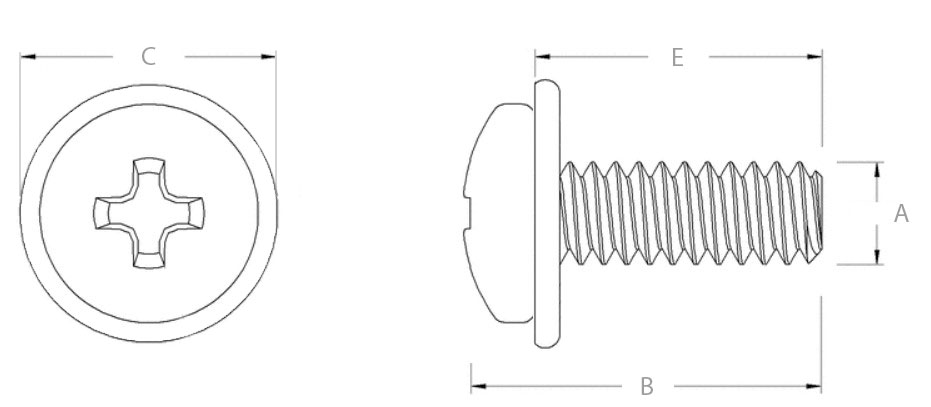Болт (винт) шестигранный М6х1х24 мм с шайбой - схема, чертеж