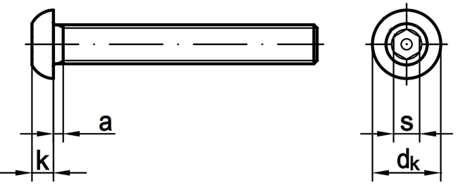 Винт с полукруглой головкой HEX-Pin Reyher 88113 - схема