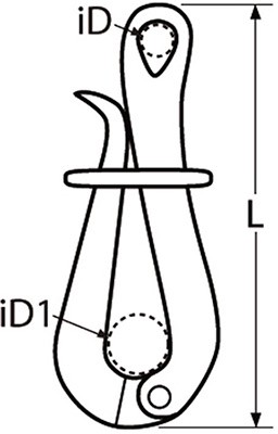 Карабин Пеликан - чертеж, схема Pelican hook with eye