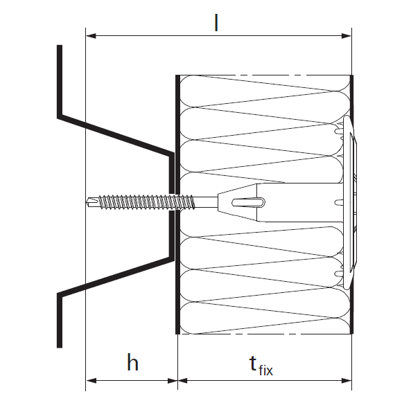 Винтовой дюбель fischer для теплоизоляции - схема, чертеж