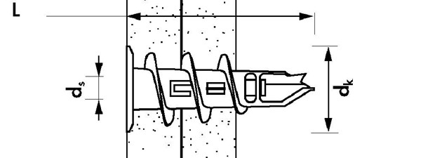 Дюбель для гипсокартона (джет-плаг) Mungo MJP - схема, чертеж