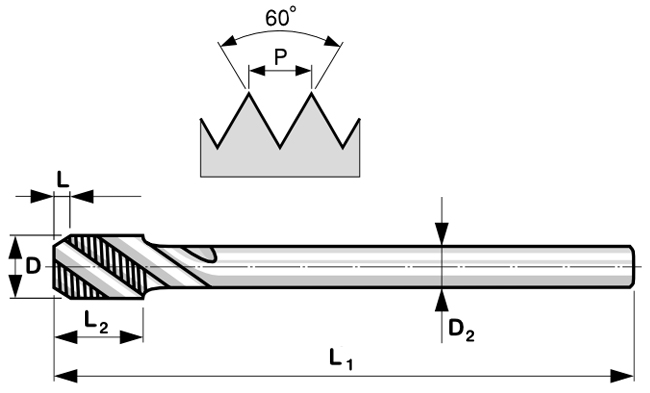Метчик машинный винтовой DIN 376 Bucovice - схема, чертеж
