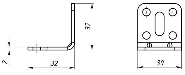 Мебельный регулируемый уголок 32x32x30x2 - схема, чертеж