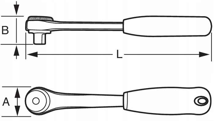 Трещотка ротационная со сквозным приводом 1/2"DR, 60 зубцов Jonnesway R6604 - схема