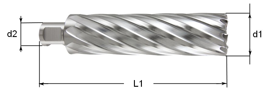 Сверло по металлу корончатое HSS-G Ruko, глубина сверления 110 мм схема