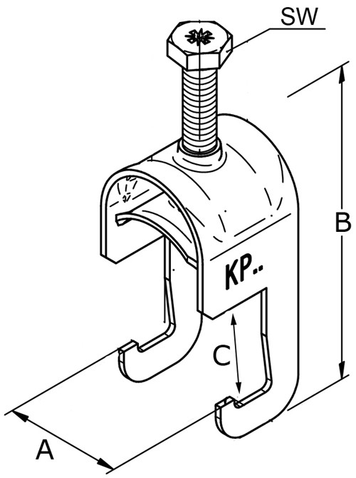 Кабельный хомут Sormat KP - схема, чертеж