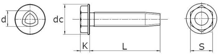 Винт резьбовыдавливающий с шестигранной головкой и фланцем DIN 7500 form D-схема