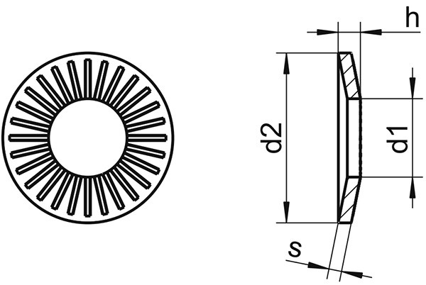 Шайба контактная NFE 25-511 тип M WS9264 - чертеж размеры